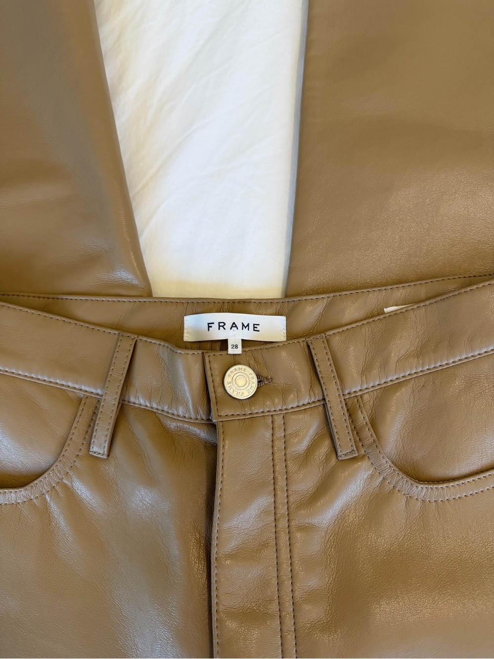 FRAME Denim Leather Pants Camel Color - Picture 3 of 6